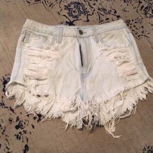 Ripped High Waisted Jean Shorts